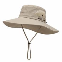 Summer Foldable Large Brim Sun Hat Polyester Breathable Fishing Hat Shade Cap Solid Color UV Protection Hat Mountaineering chaki