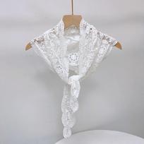 Fake Collar Knitted Triangle Scarf Ethnic Style Cape Crochet Flower Scarves Wraps Clothes Decoration Hollow Out Lace Shawl Women balta