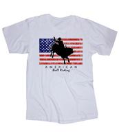 American Bull Riding American Flag Country Rodeo Western white T-shirt Tops Tees Unisex 3XL