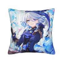 Furina Genshin Impact Pillowcase Soft Fabric Cushion Cover Decorative Pillow Case Cover Home Zippered 40*40Cm Peach skin 18*18(CM)-1Pcs