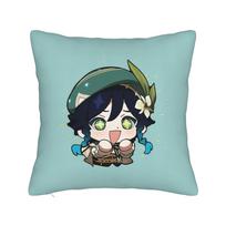 Venti Genshin Impact Pillowcase Soft Polyester Cushion Cover Decor Pillow Case Cover Chair 40X40Cm Peach skin 18*18(CM)-1Pcs