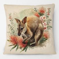 Australijos kengūros valabiai gyvūnai tapyba pagalvės užvalkalai Banksijų gėlės pagalvės užvalkalas Peach skin 18*18(CM)-1Pcs