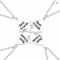 Jewelry Alloy Best Friend Necklace Creative Silver Friendship Necklace Gift Word Pendant Multi-person Splicing Necklace Unisex