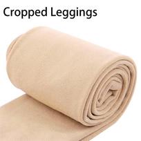 Moteriškos rudeninės vienspalvės tamprios vilnos, šiltos karpytos kelnaitės pėdkelnės antblauzdžiai Cropped Leggings abrikosas