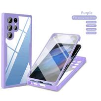 360 viso korpuso ekrano apsauga skaidrus dėklas Samsung Galaxy A54 A34 A14 A13 A24 A23 A73 A53 A33 smūgiams atsparus telefono dėklas A13 4G violetinė