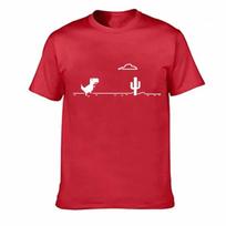 Fun Mosaic game cactus Little Dinosaur Printed men's T-shirt Creative Street Funny Short sleeve casual 100% cotton men's clothin S