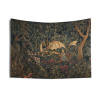 Fantazijos drakono gobelenas Užburtas miškas Sienų dekoras Namų dekoras svetainei miegamajam Boho dekoras Dovana drakonų mylėtojams 74x94cm(29x37in)