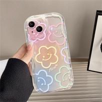 Cute Flower Hang Phone Chain Holder Clear Case For IPhone 15 16 Pro Max 14 11 12 13 Mini XR 8 7 Plus X XS SE Korea Girl Cover 7 8 SE 2020 SE 2022