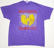 WU TANG CLAN T-shirt Distressed Mineral Wash Men's Licensed Tee XL Purple New L