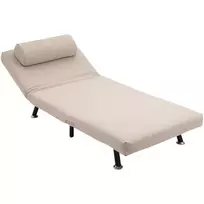 Sofa-Lova su Sulankstomu Fotelio Mechanizmu | Reguliuojamas Atlošas, Atlošo Pagalvėlė, Lininės Išvaizdos Audinys, Iki 150 kg, Skirta Svetainei, Smėlio Spalvos