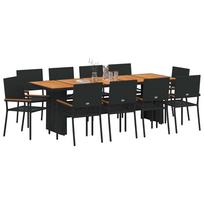 Garden Dining Set 11 pcs Black Poly Rattan