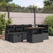 Garden Sofa Set 7 pcs Black Poly Rattan