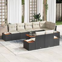 9 piece black garden sofa set with cushions