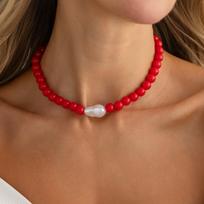 Summer Fashion Baroque Irregular-shaped Imitation Pearl Dopamine Color Acrylic Beaded Stackable Necklace for Women Jewelry Gifts
