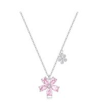 Barbie necklace Romantic Pink Sakura Sparkling Diamond Pendant, Temperamental Style Exquisite Clavicle Chain, Sparkling Niche Ins Style TX2303002B auksas