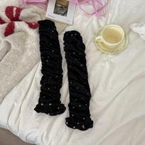 Retro Leg Warmers Spring Autumn Polka Dot Japanese Style Foot Cover Medium Tube Socks Leg Warmers Knee Loose Long Socks Stocking 39 juoda