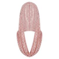 Cyberpunk Sequin Pullover Hat Lace Breathable Glitter Turban Lightweight Polyester Hooded Headscarf Stage rožinė