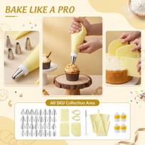 34-Piece Piping Tips and Icing Bags Set for and Baking One Size geltona