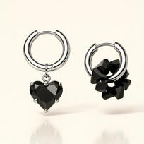 Asymmetric Zircon Heart Pendant Earrings Stylish Women Jewelry