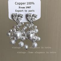 Trendy Zircon Heart Tassel Pearl Earrings for Women Elegant Luxury Ear Jewelry