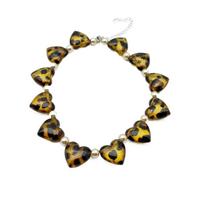 Trendy Leopard Flower Heart Necklace Vintage Rhinestone Pearl Beaded Choker Neck Jewelry Collarbone Chain Clavicle Chain Girls