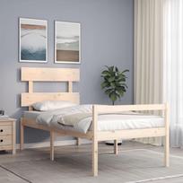 Bed For Senior, With Headboard, 90X200 Cm, Solid Wood