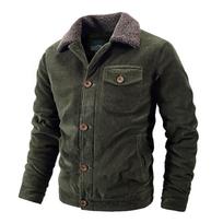 Velvetinė atlapota striukė Vyriška Fleece Storas Žieminė Avies Fleece Šildanti Striukė Laisvalaikio Vyriški Drabužiai M armijos žalia spalva
