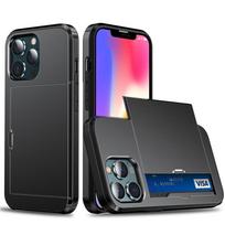 Case For iPhone 16e 15 14 13 12 11 16 Pro Max Mini XS XR 7 8 Plus SE Slide Wallet Card Slot Hard PC Heavy Duty Protective Cover For iPhone 13 Mini juoda