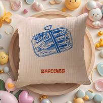 S-Sardines Art Cushion Cover Natural Linen Organic Fabric Double-Sided Printing Sofa Home Decor Gift Pillow Cover Peach skin 18*18(CM)-1Pcs