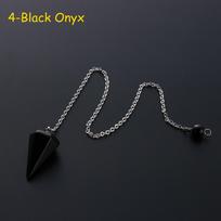 Gift Hexagon Pyramid Gemstone Rock Amethyst Natural Stone Reiki Pendulum Pendant Amulet Crystal 4-Black Onyx