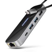 USB koncentratorius - AXAGON - HMC-6GLN - 2x USB-A - 1x USB-C - 100 W PD - Sidabrinis