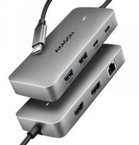 Axagon dokas stotis HMC-CUB83X2 1 HDMI, 1 DisplayPort, 2 USB 3.2, 1 USB-C, 15 cm maitinimo laidas, Juoda