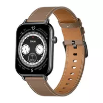 COLMI C28 Smartwatch – Juodas korpusas + Ruda odinė juosta