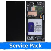 LCD Ekranas Samsung S918 S23 Ultra su rėmeliu / Phantom Juodas (Raudonas)(Grafito) / (Service Pack) +SU BATERIJA
