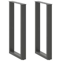 vidaXL Baro stalo kojos, U formos, 2 vnt., antracito spalvos, 50x(90-91) cm, plienas