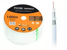 Koaksialinis kabelis LIBOX PCC80 RG-6/U 100 m, FEP apvalkalas, 0,8 mm varinis laidininkas, aliuminio ekranavimas, baltas