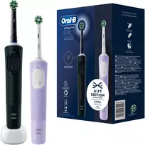 Oral-B Vitality Pro D103 Duo, Elektrische Zahnbürste schwarz/lila, Black/Lilac Violet, inkl. 2. Handstück