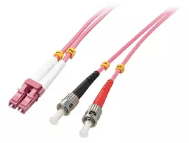 Lindy 46350 Optinis kabelis LC–ST 1 m, OM4, rožinis