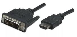 Manhattan HDMI į DVI-D 24+1 laidas, 1 m, Vyriškas į Vyrišką, Juodas, Dviguba jungtis, Suderinamas su DVI-D, Visą gyvenimą trunkanti garantija, Atitikmuo HDDVIMM1M