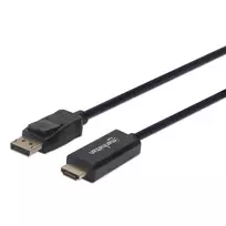 Manhattan 152662 DisplayPort 1.1 į HDMI laidas, 1080p@60Hz, 1m, Kištukas-Kištukas, DP su užraktu, Juodas, Ne dvikryptis, Trejų metų garantija