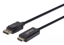 Manhattan DisplayPort 1.1 į HDMI laidas, 1080p@60Hz, 1,8 m, Kištukas-Kištukas, DP su fiksatoriumi, Juodas, Ne dvipusis, Trejų metų garantija