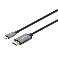 Manhattan USB-C į HDMI laidas, 4K@60Hz, 1m, juodas, Kištukas-Kištukas, trejų metų garantija