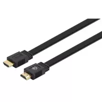 Manhattan HDMI kabelis su Ethernet (plokščias), 4K@60Hz (Premium High Speed), 5 m, Kištukas į kištuką, Juodas, Ultra HD 4k x 2k, Visiškai ekranuotas, Auksuoti kontaktai, Viso gyvenimo garantija