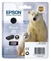 Epson Polar bear Singlepack Black 26 Claria Premium rašalas, juodas, pigmentinis, 1 vnt.