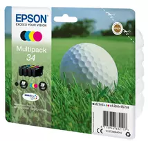 Epson Golf ball Multipack 4 spalvos 34 DURABrite Ultra rašalas, standartinės talpos, juoda, žydra, rausvai raudona, geltona, pigmentinis rašalas, 6,1 ml, 4,2 ml, 1 vnt.
