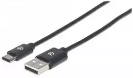 Manhattan USB-C į USB-A laidas, 50 cm, Kištukas į Kištuką, Juodas, 480Mbps (USB 2.0), Greitasis USB, Viso gyvenimo garantija