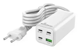 MediaRange MRMA124 greitasis kroviklis 100W, 3x USB-C, 100–240V, 1,5 m laidas, baltas