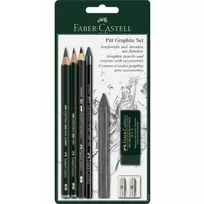 Grafito pieštukų rinkinys Faber-Castell Pitt Graphite 7 vnt. 112997 juoda, žalia, pilka