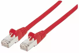 Intellinet tinklo jungiamasis kabelis, Cat7 kabelis / Cat6A kištukai, 2 m, raudonas, varinis, S/FTP, LSOH / LSZH, PVC, RJ45, paauksuoti kontaktai, be užkabinimo, su apsauginiu gaubtu, viso gyvenimo garantija