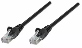 Intellinet tinklo jungiamasis kabelis, Cat5e, 10 m, juodas, CCA, U/UTP, PVC, RJ45, paauksuoti kontaktai, su apsauga nuo užkabinimo, su gaubtuku, viso gyvenimo garantija